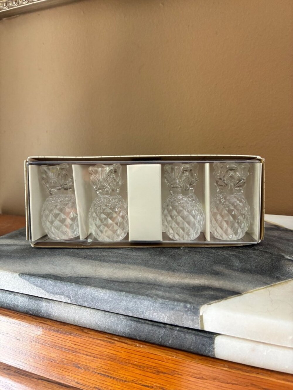 VINTAGE‎ Williams Sonoma Pineapple Tiny 2.5"T Glas Taper Candle Holders Set of 4